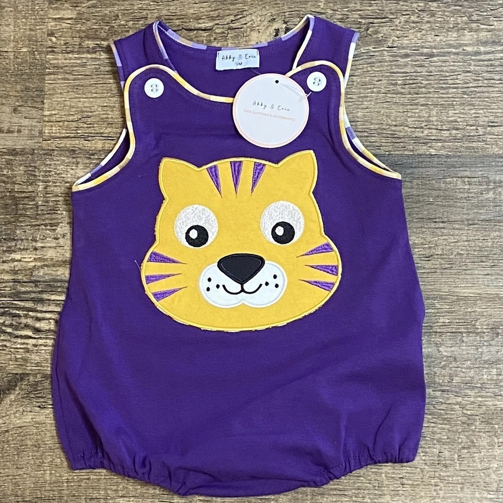LSU Tigers 9M 6-9M Purple Gold Baby Game Day SEC Tiger One‎ Piece NWT New